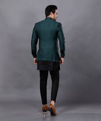 Green Embroidered Bandgala Set 5
