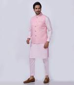 Pink Embroidered Nehru Jacket set