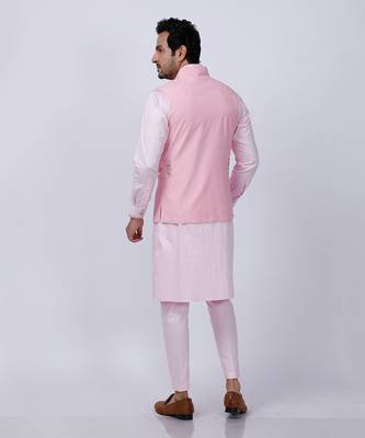 Pink Embroidered Nehru Jacket set 2