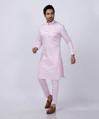 Pink Embroidered Nehru Jacket set 8