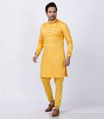 Yellow Embroidered Nehru Jacket Set