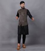 Swede Black Dotted Nehru Jacket Set