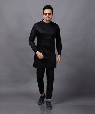 Red Black Embroidered Nehru Jacket Set 7
