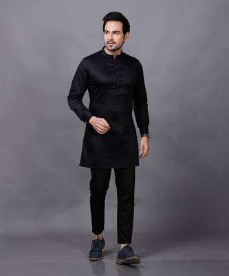 Red Black Embroidered Nehru Jacket Set 8