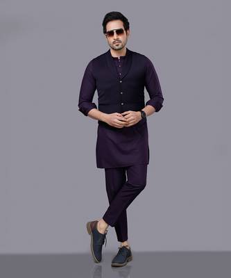 Wine Jacket Kurta set 2