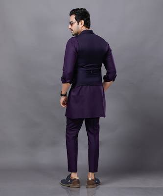 Wine Jacket Kurta set 3