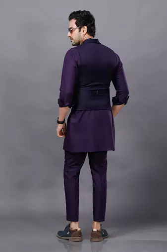Wine Jacket Kurta set