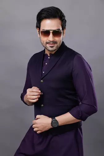 Wine Jacket Kurta set