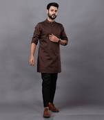 Brown Stripped Jacket Kurta Set