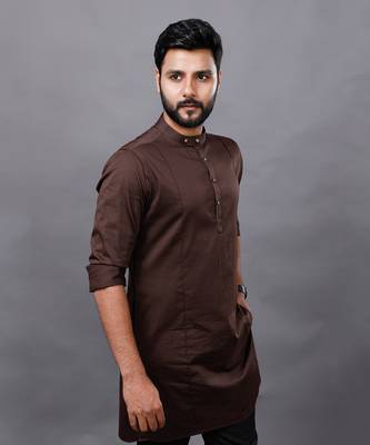 Brown Stripped Jacket Kurta Set 4