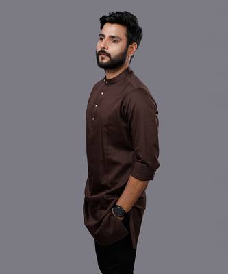 Brown Stripped Jacket Kurta Set 5