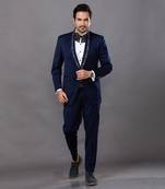 Blue Embroidered Tuxedo Set