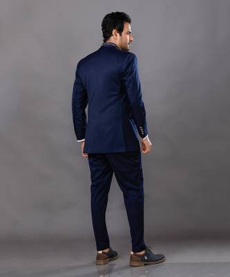 Blue Embroidered Tuxedo Set 9