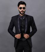 Black Embroidered Tuxedo Set