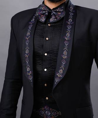 Black Embroidered Tuxedo Set 3