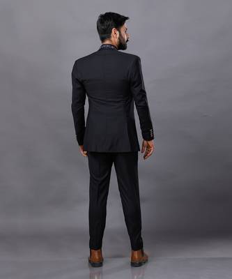 Black Embroidered Tuxedo Set 4