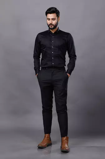 Black Embroidered Tuxedo Set