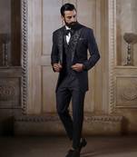Grey Embroidered Tuxedo Set