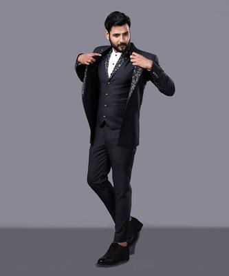 Grey Embroidered Tuxedo Set 2