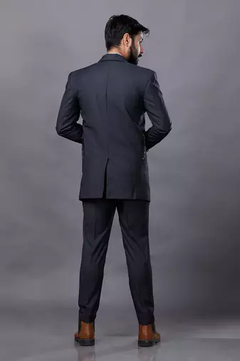 Grey Embroidered Tuxedo Set