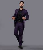 Wine Embroidered Tuxedo Set