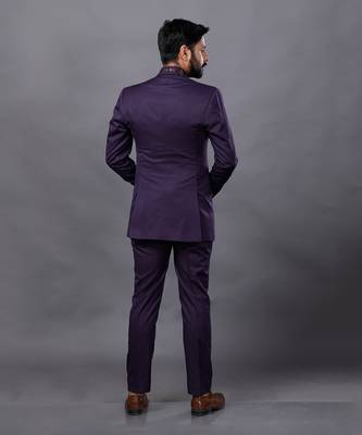 Wine Embroidered Tuxedo Set 2