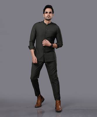 Military Green AJ Style Shirt Pant Set 2