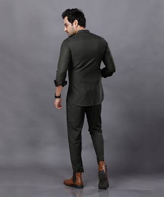 Military Green AJ Style Shirt Pant Set 3