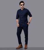 Navy Blue AJ Style Shirt Pant Set