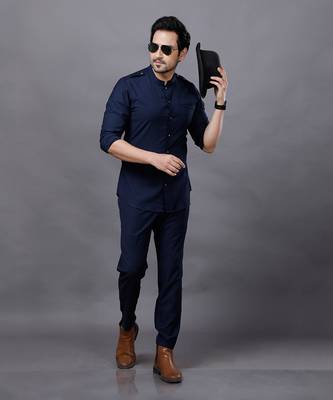 Navy Blue AJ Style Shirt Pant Set 2