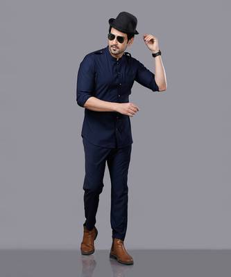 Navy Blue AJ Style Shirt Pant Set 3