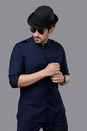 Navy Blue AJ Style Shirt Pant Set
