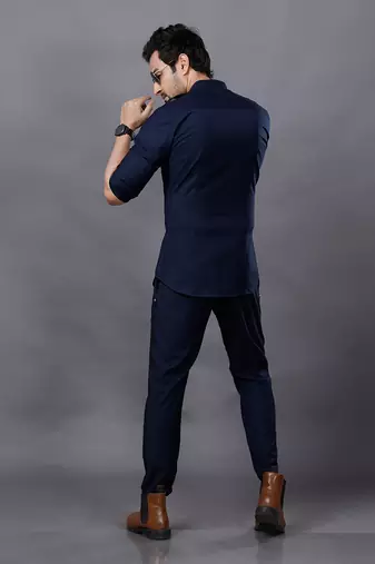 Navy Blue AJ Style Shirt Pant Set