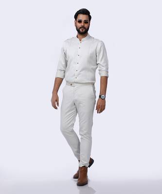 Beige AJ Style Shirt Pant Set 1