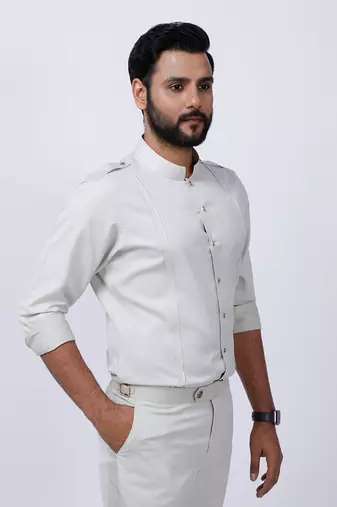 Beige AJ Style Shirt Pant Set