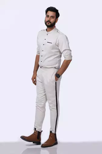 Ivory Black AJ Style Shirt Pant Set