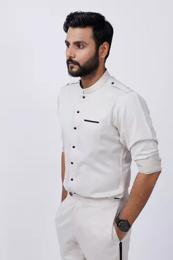 Ivory Black AJ Style Shirt Pant Set