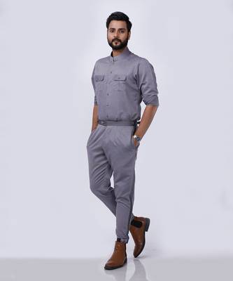 Grey AJ Style Shirt Pant Set 1