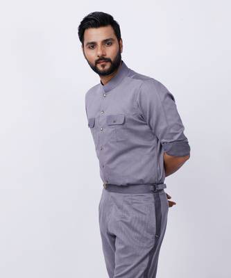 Grey AJ Style Shirt Pant Set 3