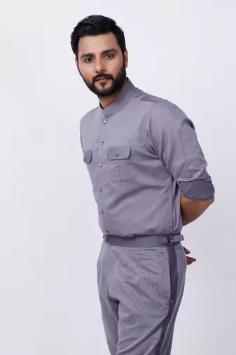 Grey AJ Style Shirt Pant Set