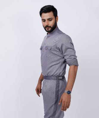 Grey AJ Style Shirt Pant Set 4
