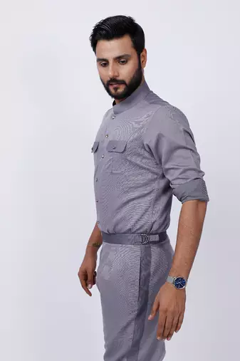 Grey AJ Style Shirt Pant Set
