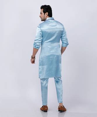 Gajji Silk Blue Embroidered Kurta Set 2