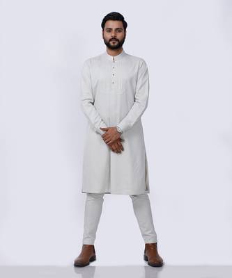 Beige Pleated Kurta Set 1