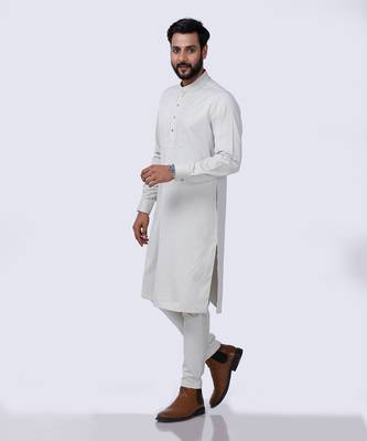 Beige Pleated Kurta Set 2