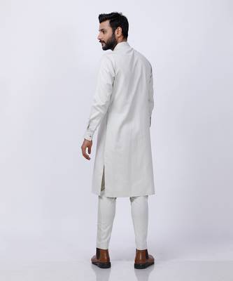 Beige Pleated Kurta Set 3