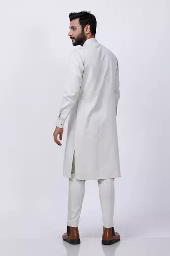 Beige Pleated Kurta Set
