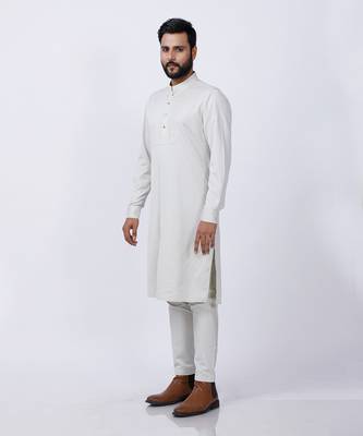 Beige Pleated Kurta Set 5