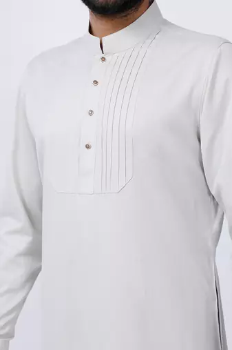 Beige Pleated Kurta Set