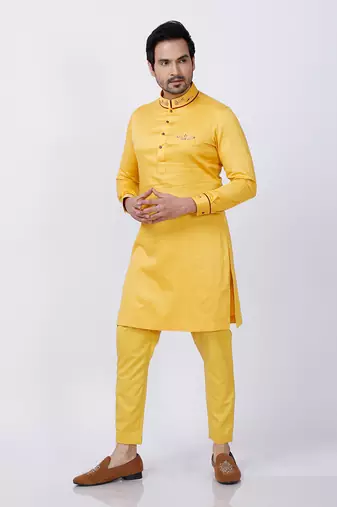 Yellow Embroidered Kurta Set